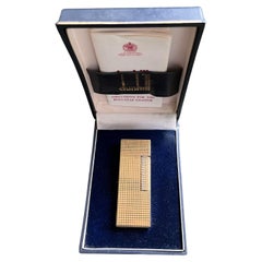 Used Dunhill “James Bond” Lighter of Choice, Diamond Pattern Gold Plated Lighter