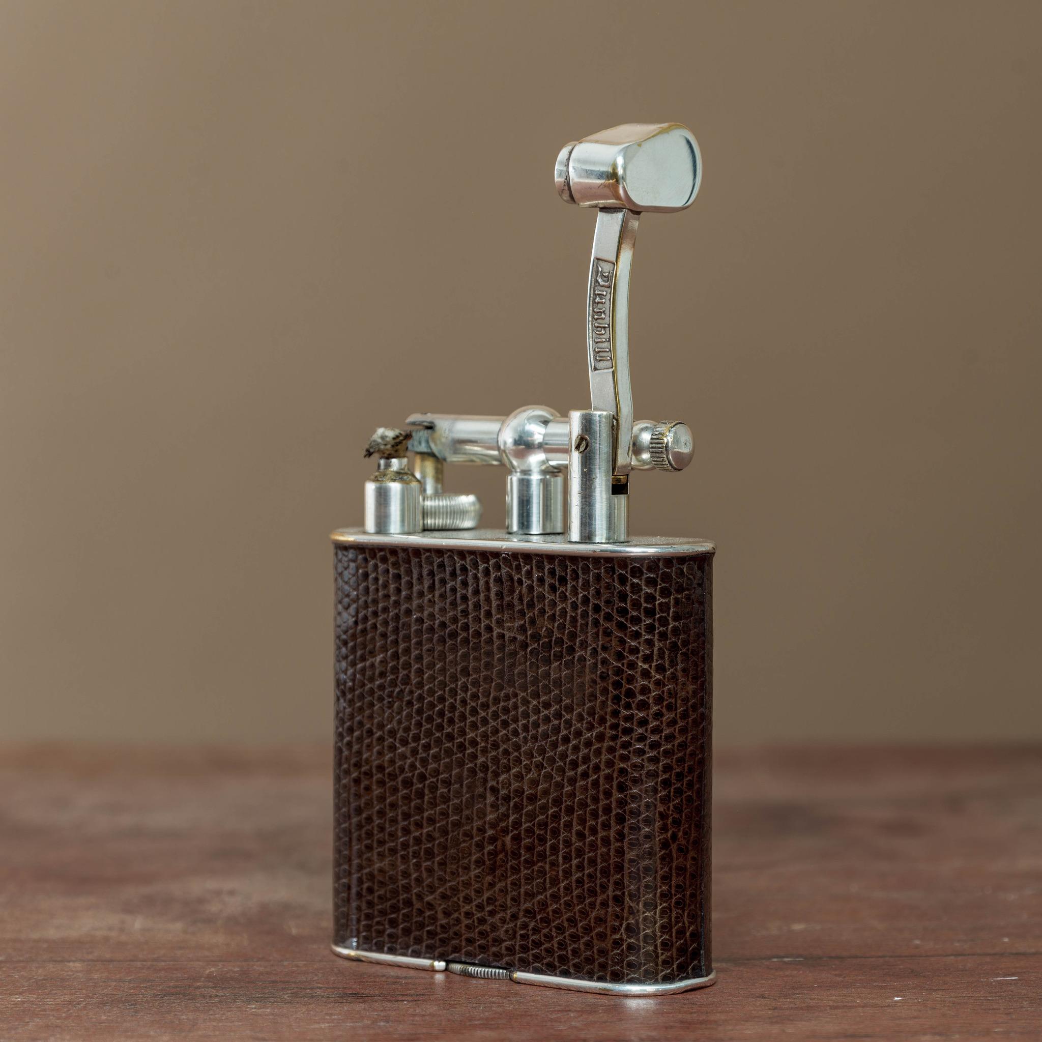British Dunhill Lizard Skin 'Giant' Lighter, circa 1950 For Sale