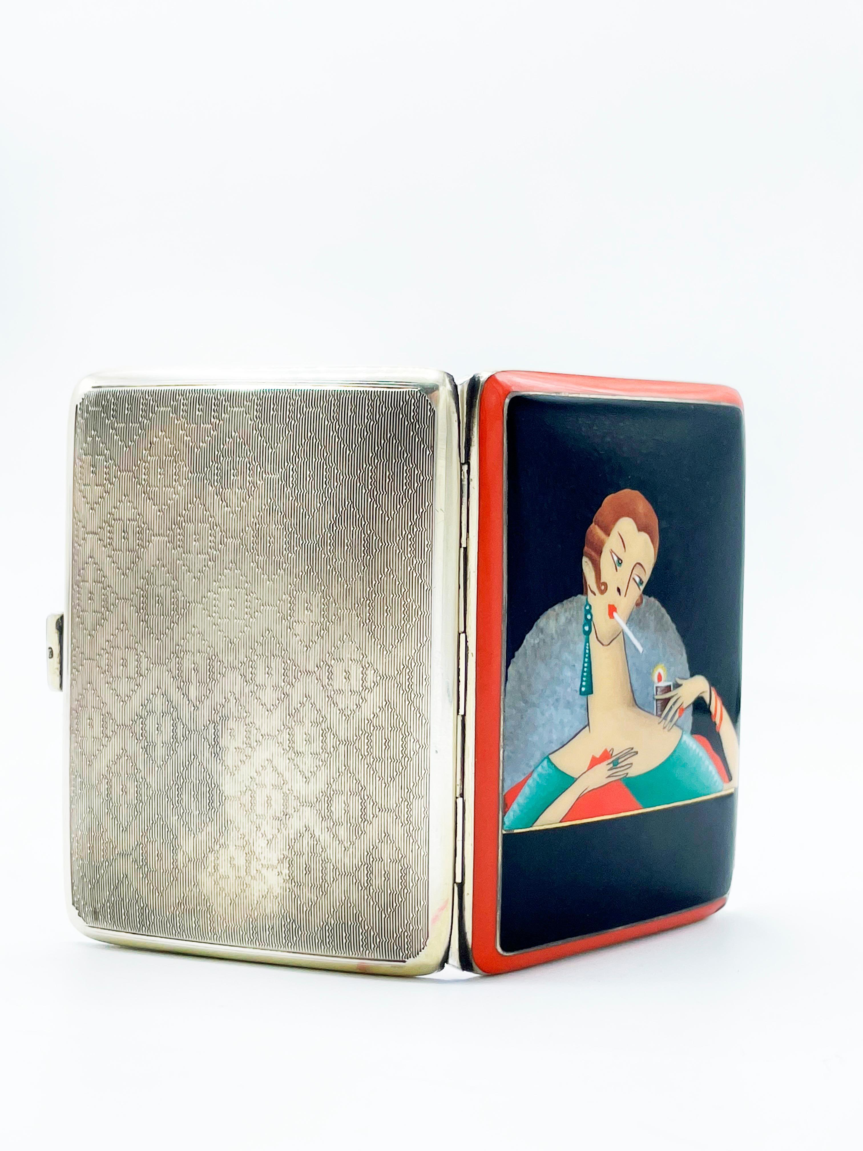 Dunhill London 1928, Enameled Cigarette case 925 Sterling Silver In Good Condition In Autonomous City Buenos Aires, CABA