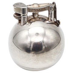 DUNHILL London 1929 Briquet pétrolier de bureau boule en argent sterling massif 925