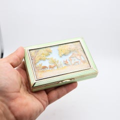 DUNHILL LONDON 1929 By Bruder Frank Guilloche Enameled Desk Box In Sterling