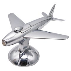 Dunhill London 1954 F-86 Jet Aircraft Table Desk Lighter In Polished Chrome