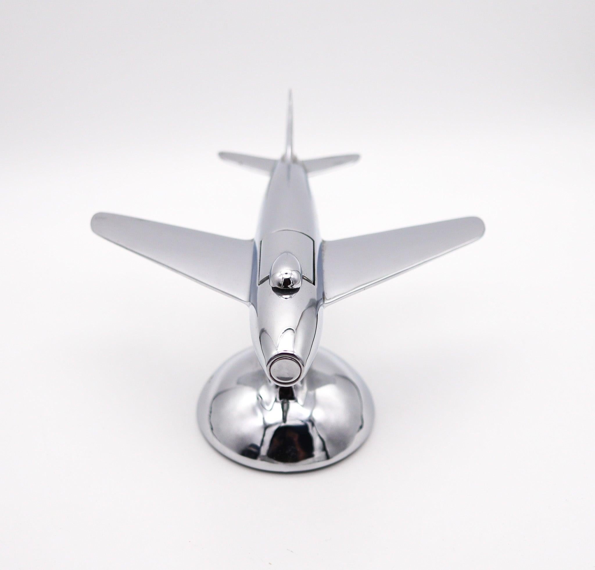 Mid-Century moderno DUNHILL London 1954 Jet Aircraft F-86 Accendino da tavolo in cromo lucido