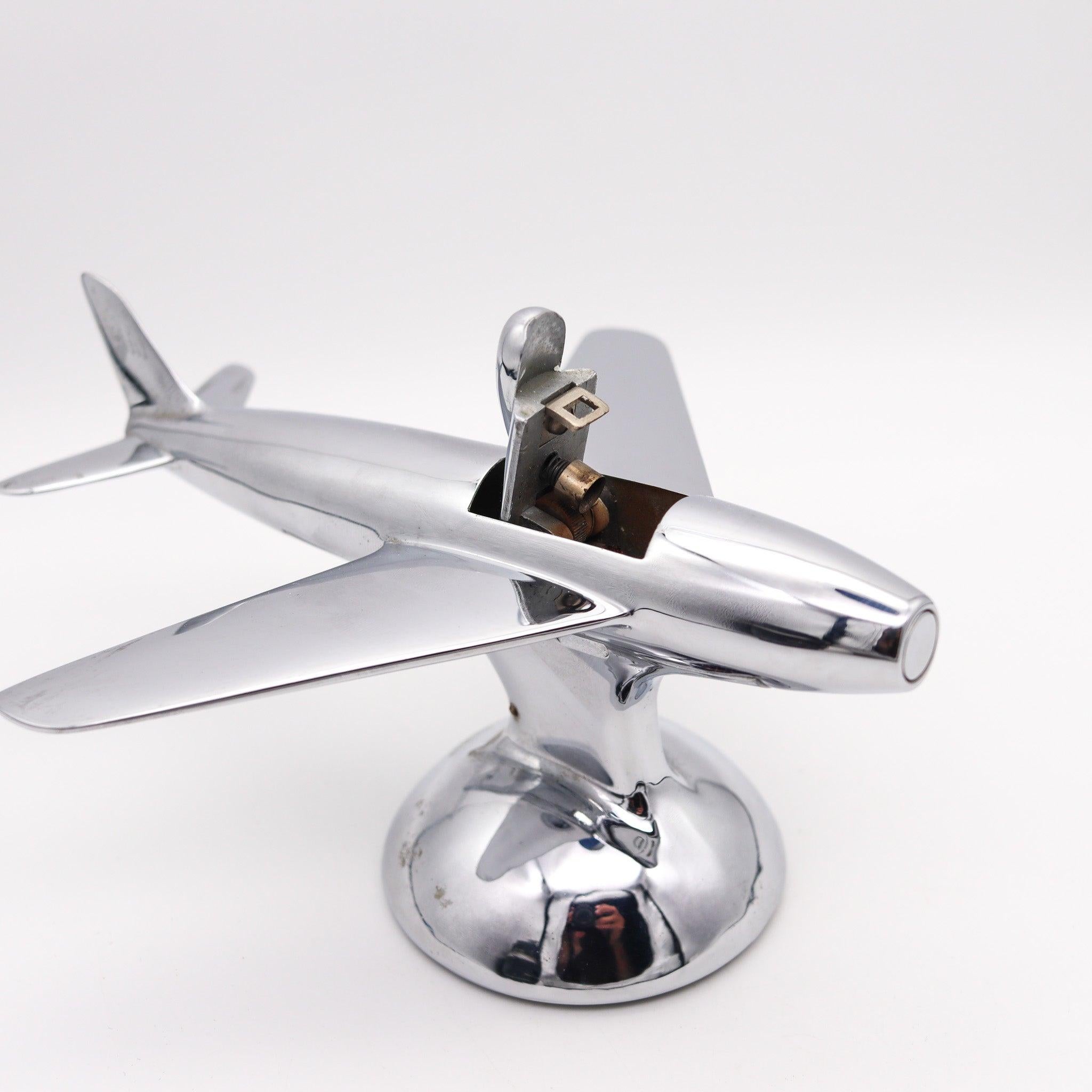 Inglese DUNHILL London 1954 Jet Aircraft F-86 Accendino da tavolo in cromo lucido