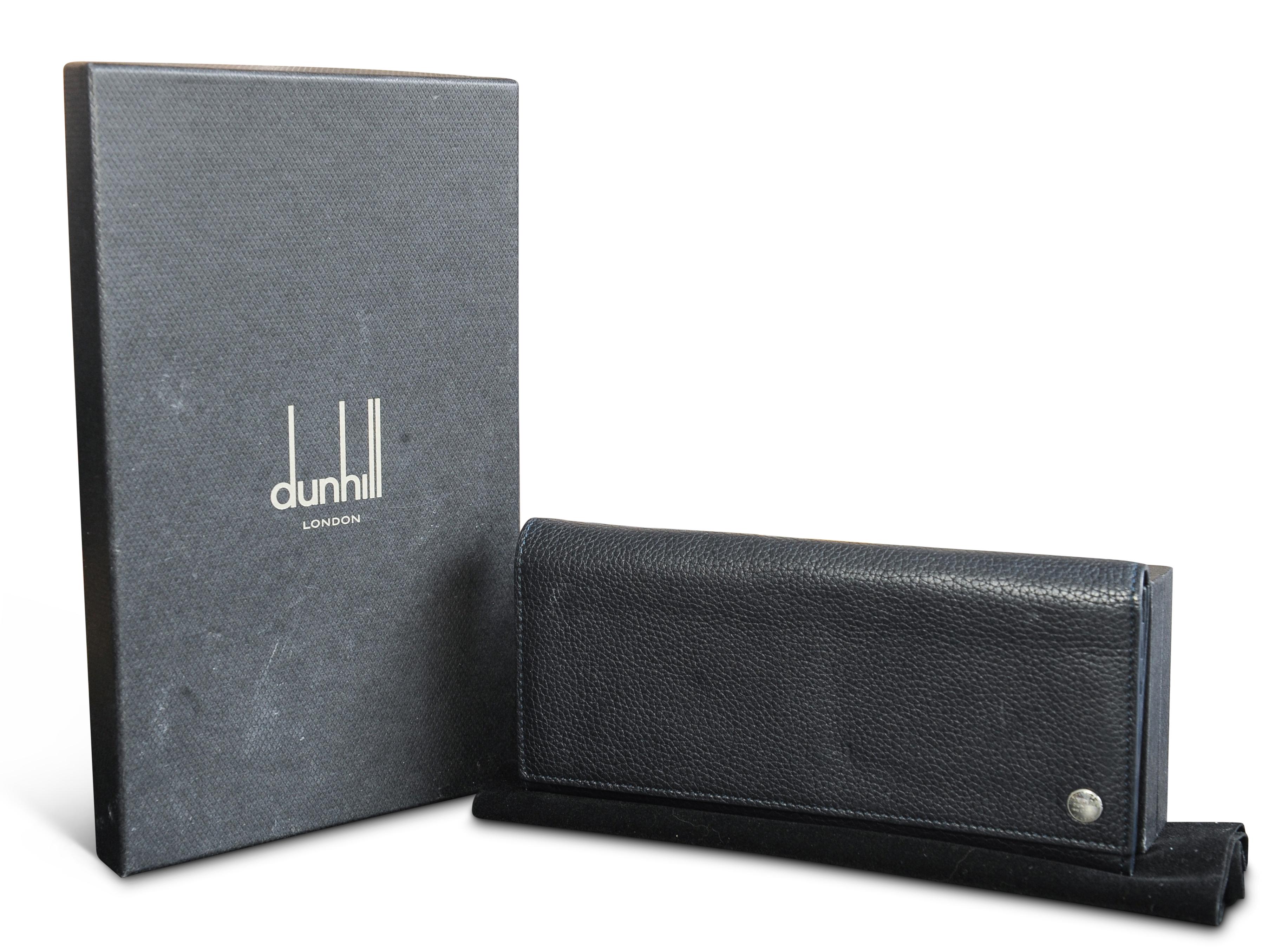 Art Deco Dunhill London Branded Black Calf Leather Boxed Coat Wallet Made in Italy  For Sale