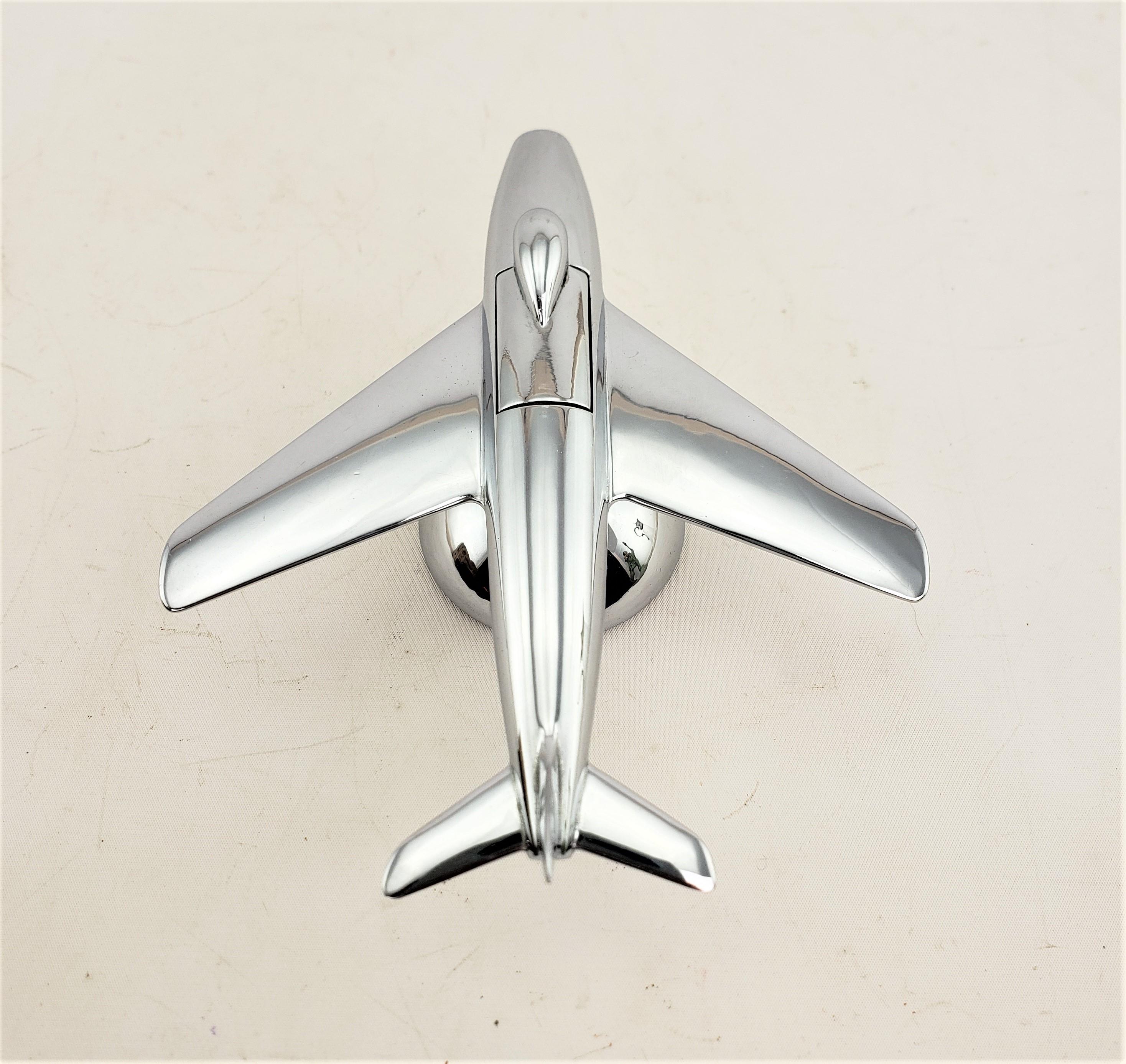 Dunhill Mid-Century Modern Chrome Stylized Sabre Jet Airplane Table Lighter For Sale 1