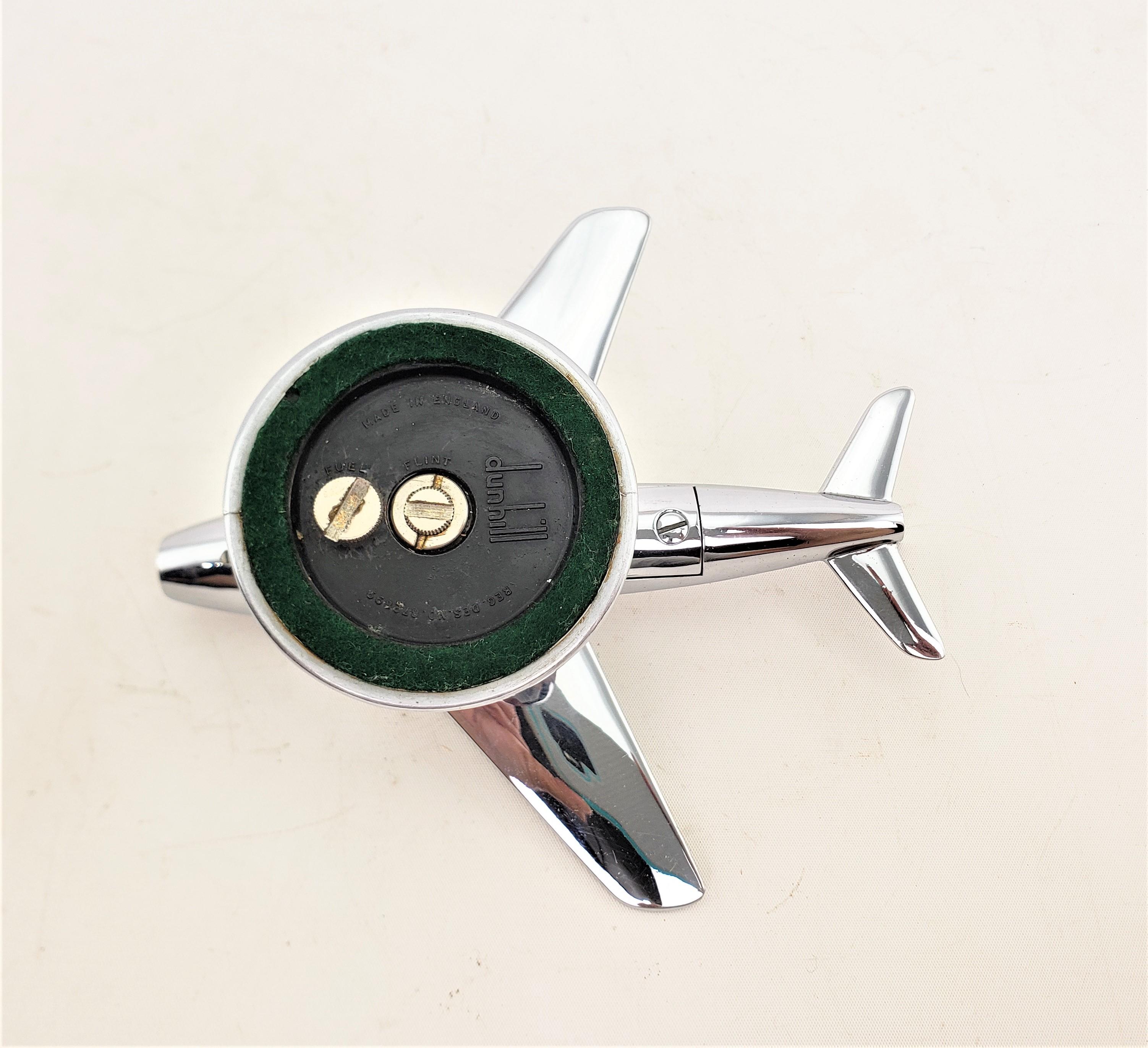 Dunhill Mid-Century Modern Chrome Stylized Sabre Jet Airplane Table Lighter For Sale 2