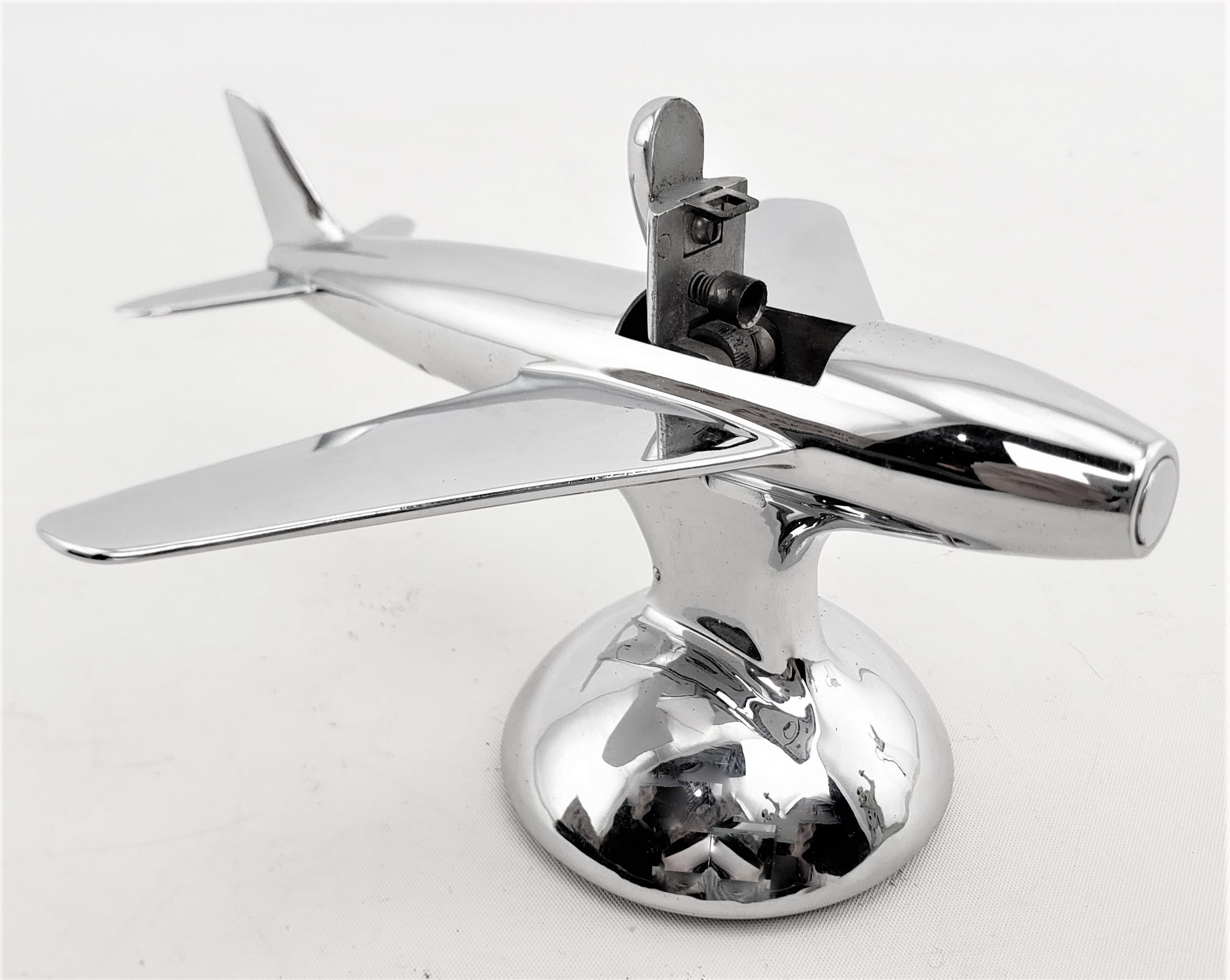 Dunhill Mid-Century Modern Chrome Stylized Sabre Jet Airplane Table Lighter For Sale 5