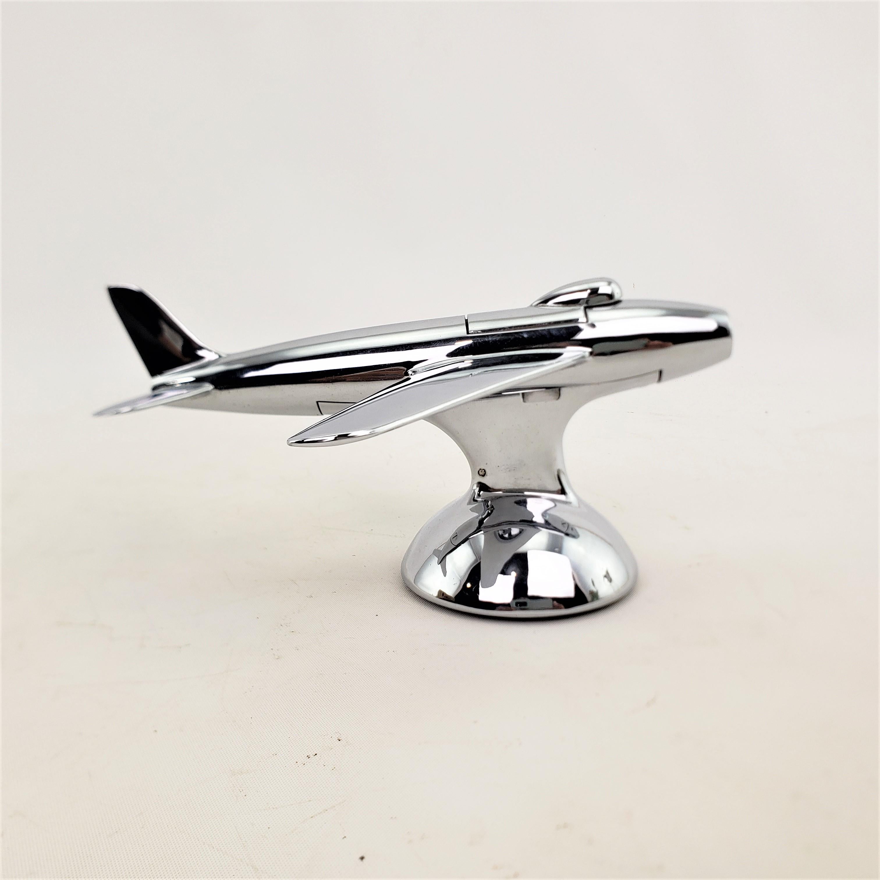 20th Century Dunhill Mid-Century Modern Chrome Stylized Sabre Jet Airplane Table Lighter For Sale