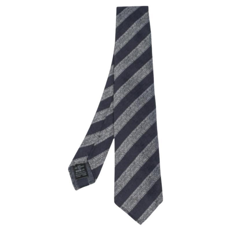 Dunhill Navy Blue Diagonal Stripe Mulberry Silk Jacquard Tie en venta