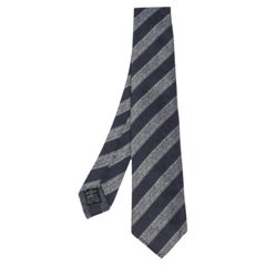 Dunhill Navy Blue Diagonal Stripe Mulberry Silk Jacquard Tie