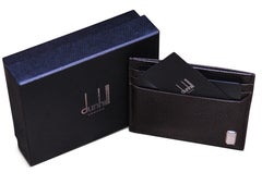 Dunhill Flat Card Wallet, Brown Grained Leather With Dunhill Box & Dust Cover