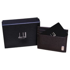Dunhill of London Brown Grained Leather Flat Card Wallet With Box & Dust Cover 