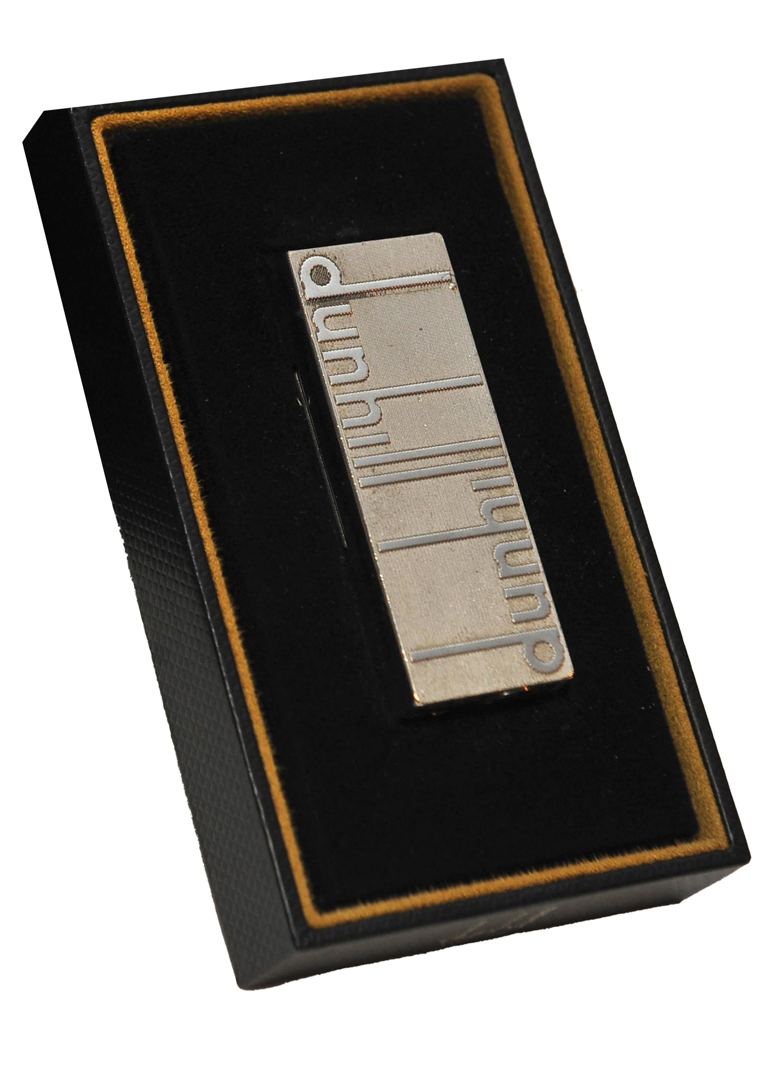 Dunhill of London Longtail Logo Rollgas Zigarettenfeuerzeug mit Dunhill-Schachtel (Beschichtet) im Angebot