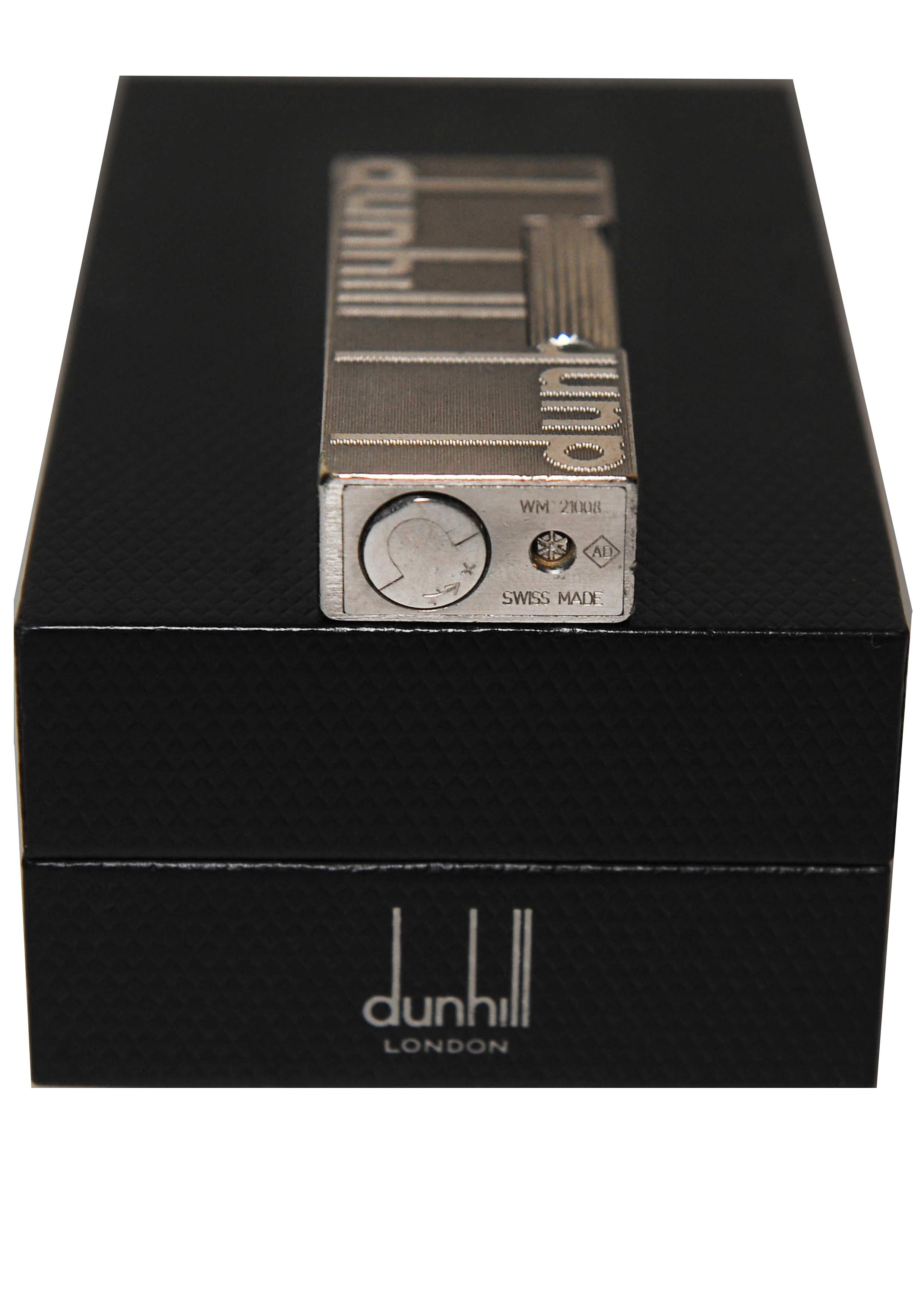 Contemporary Dunhill of London Longtail Logo Rollgas Cigarette Lighter With Dunhill Box For Sale