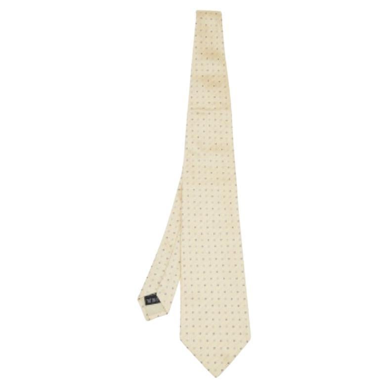 Dunhill Cravate en jacquard de soie jaune pâle à micro motifs en vente