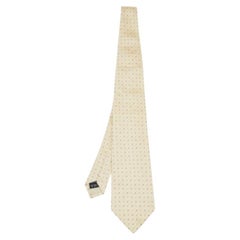 Dunhill Cravate en jacquard de soie jaune pâle à micro motifs