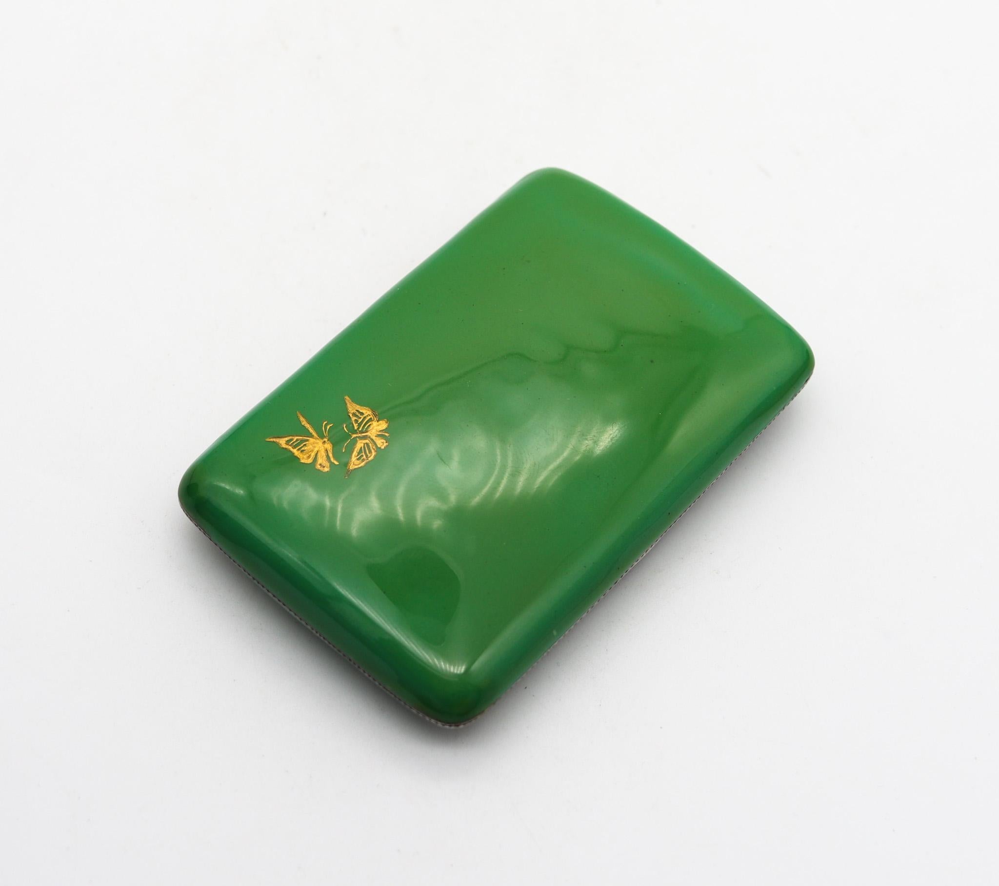 Dunhill Paris 1928 By Louis Kuppenheim Enameled Chinoiserie Box In 935 Sterling  In Excellent Condition In Miami, FL