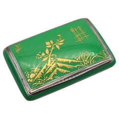 Antique Dunhill Paris 1928 By Louis Kuppenheim Enameled Chinoiserie Box In 935 Sterling 