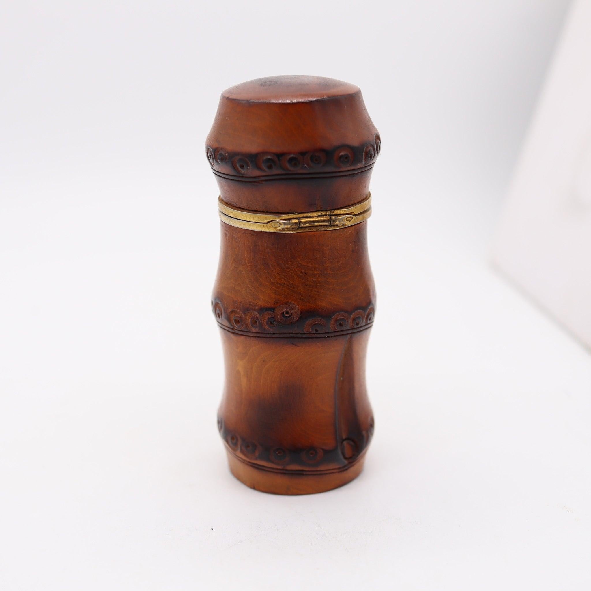 DUNHILL Paris 1934 Art Deco geschnitzter Petrol-Schreibtischleuchter aus Bambus (Gold) im Angebot