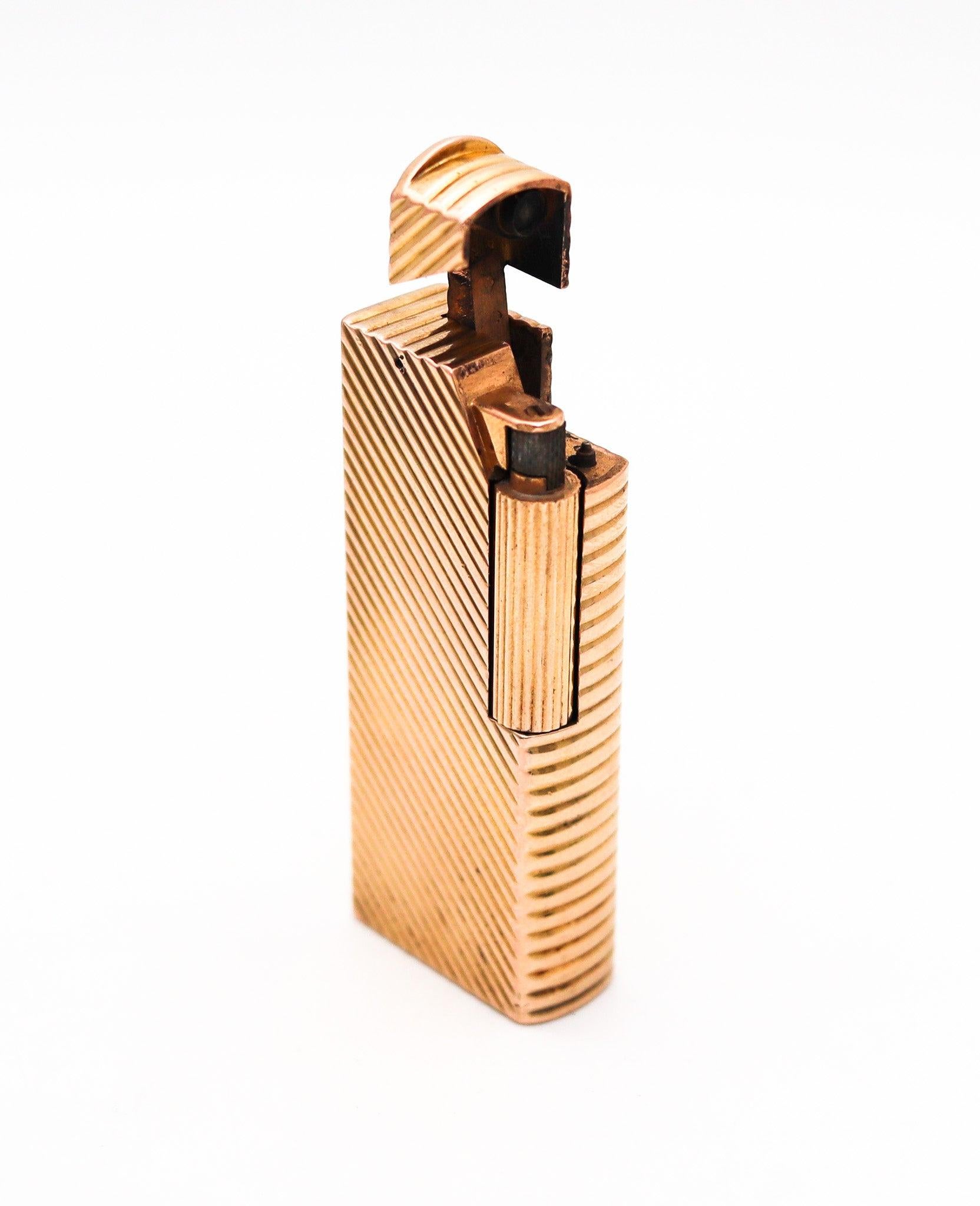 Art déco Dunhill PARIS 1952 Aldunil Gas Pocket Lights In 18kt Gold Vermeil .800 Silver