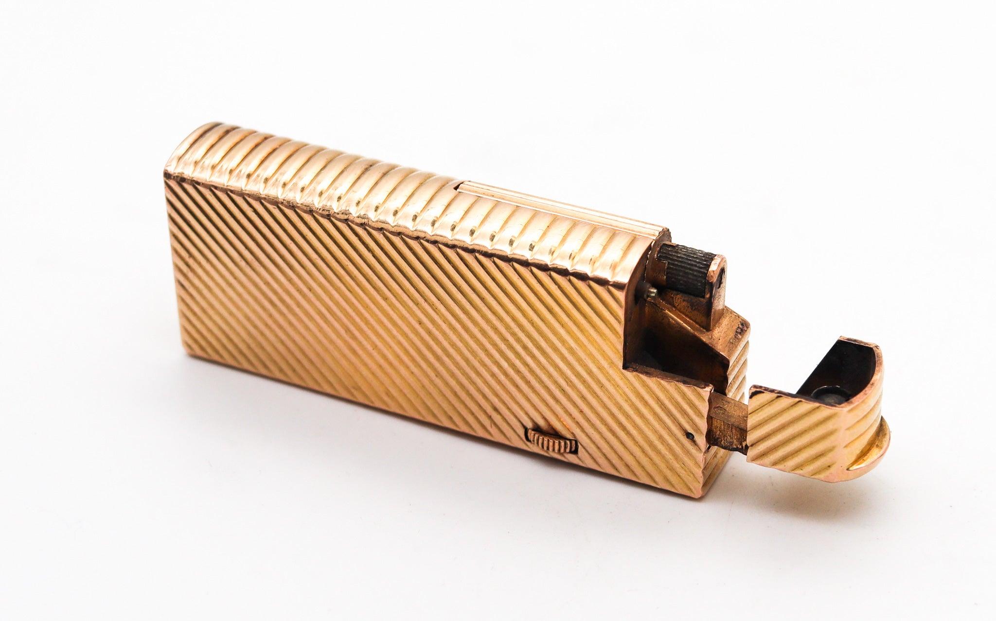 Français Dunhill PARIS 1952 Aldunil Gas Pocket Lights In 18kt Gold Vermeil .800 Silver