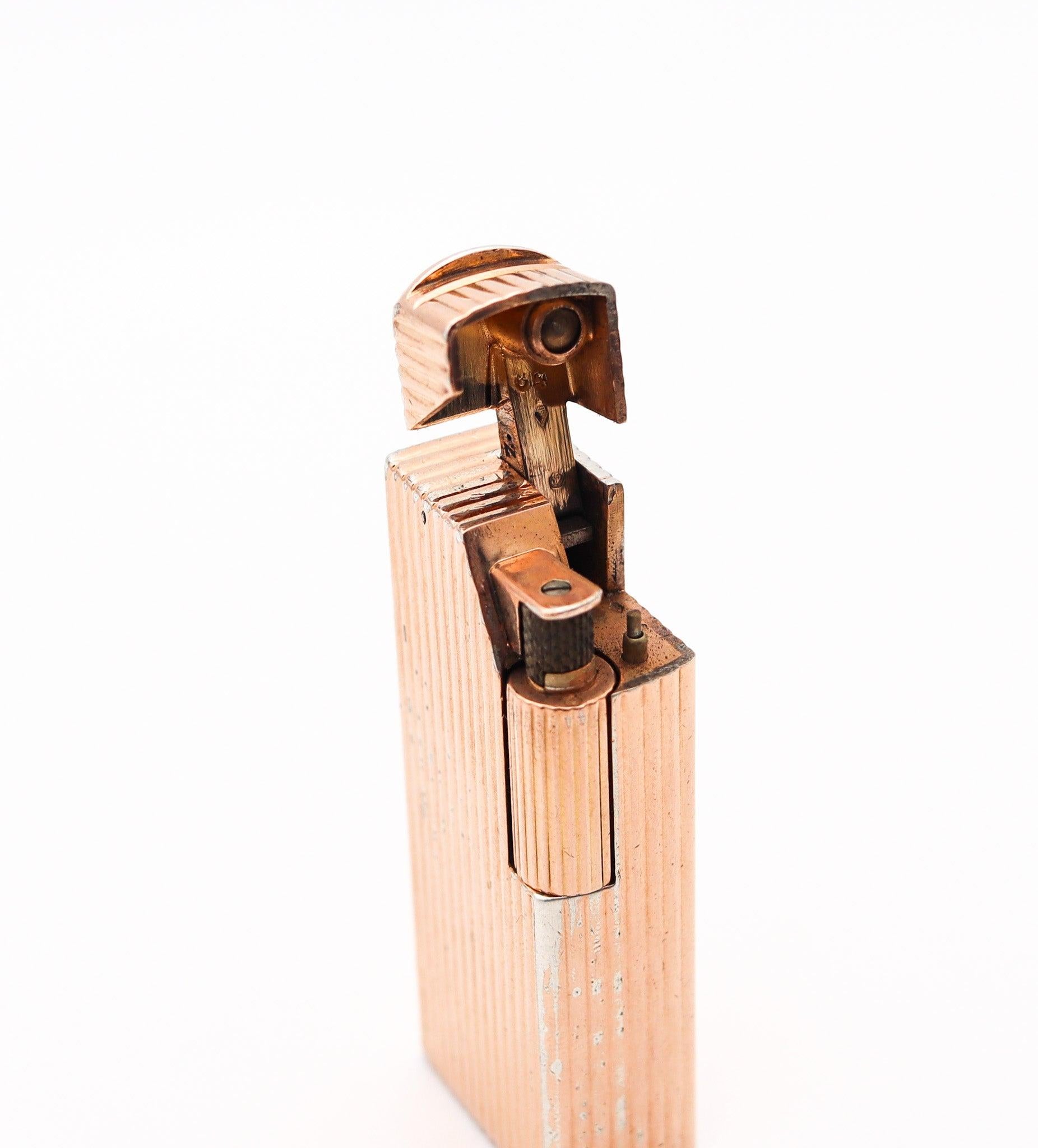DUNHILL PARIS 1952 Aldunil Gas-Taschenleuchter aus 18kt Gold Vermeil .800 Silber (Französisch) im Angebot