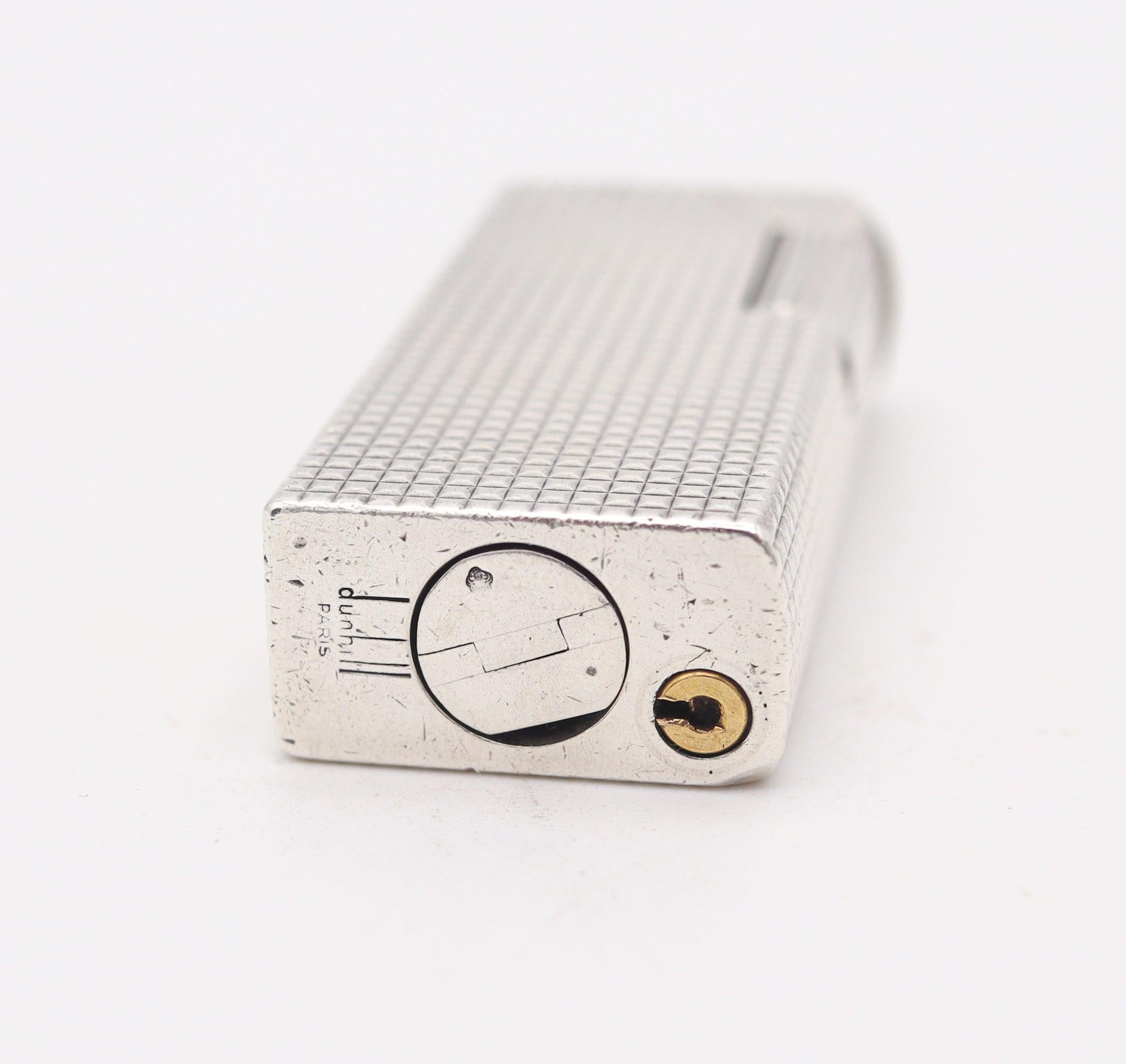 Mid-20th Century DUNHILL PARIS 1952 Aldunil Rectangular Gas Pocket Lighter In solid .800 Silver For Sale