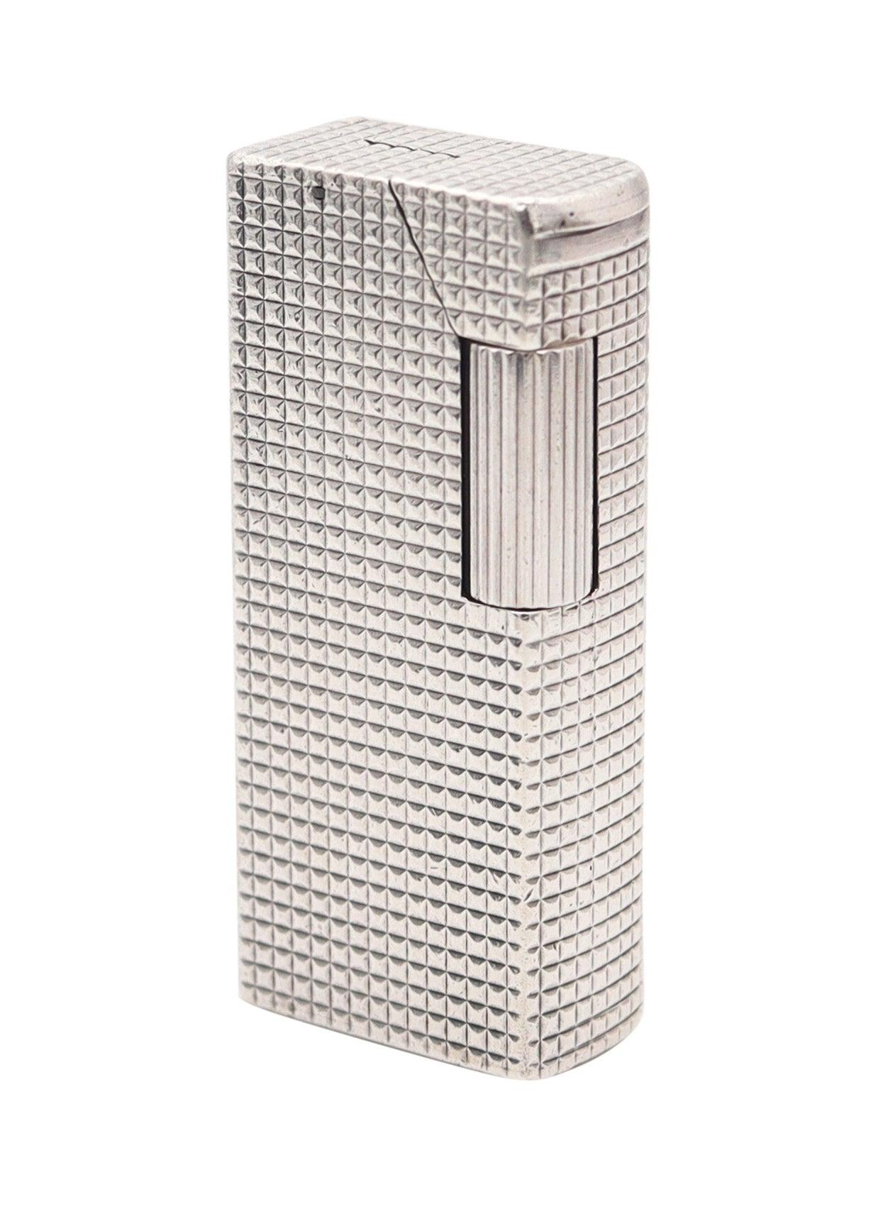 DUNHILL PARIS 1952 Aldunil Rectangular Gas Pocket Lighter In solid .800 Silver