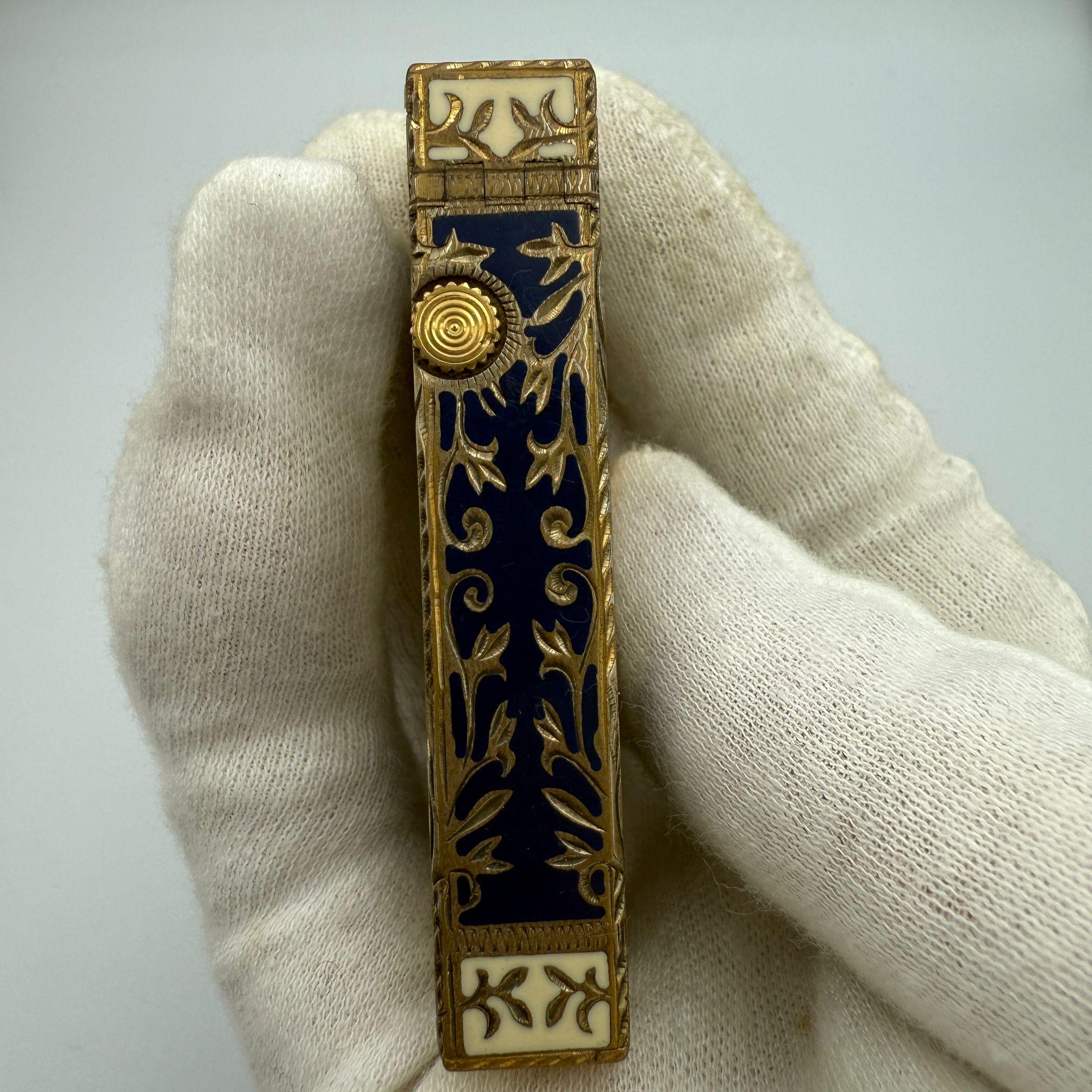 Women's or Men's Dunhill Rare Royking Lighter, 18k Gold Plating & Enamel Inlay In Original Case