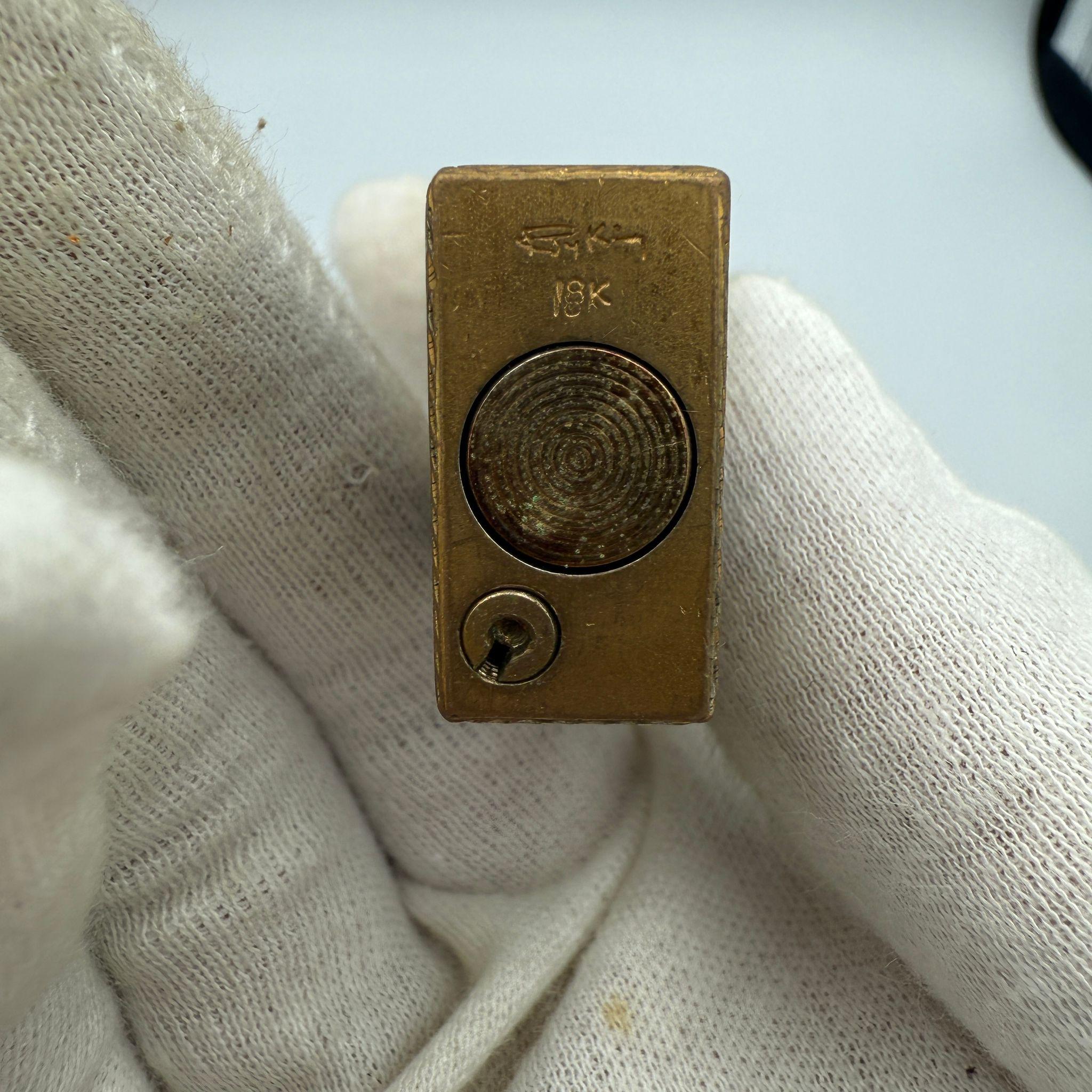 Dunhill Rare Royking Lighter, 18k Gold Plating & Enamel Inlay In Original Case 1