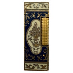 Dunhill Rare Royking Lighter, 18k Gold Plating & Enamel Inlay In Original Case