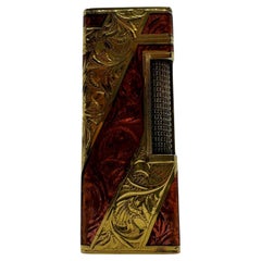 Antique Dunhill Rare Royking Lighter, 18k Gold Plating & Enamel Inlay “Royking” lighter