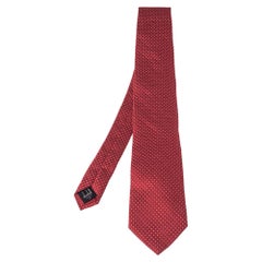 Cravate en soie jacquard à motifs de points rouges de Dunhill