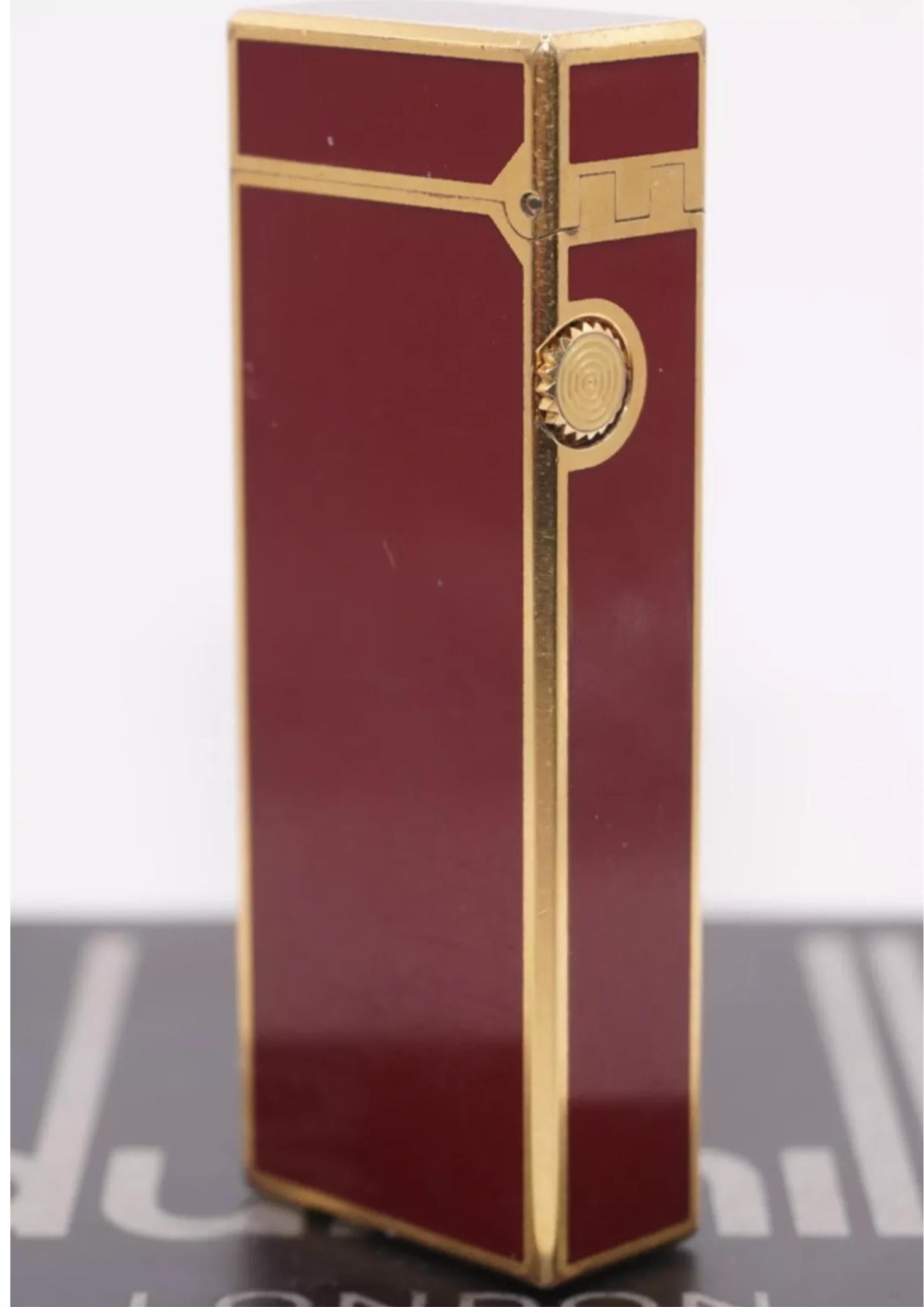 Art Deco Dunhill 18 Carat Gold Plated Red Lacquered Rollagas Classic Cigarette Lighter For Sale