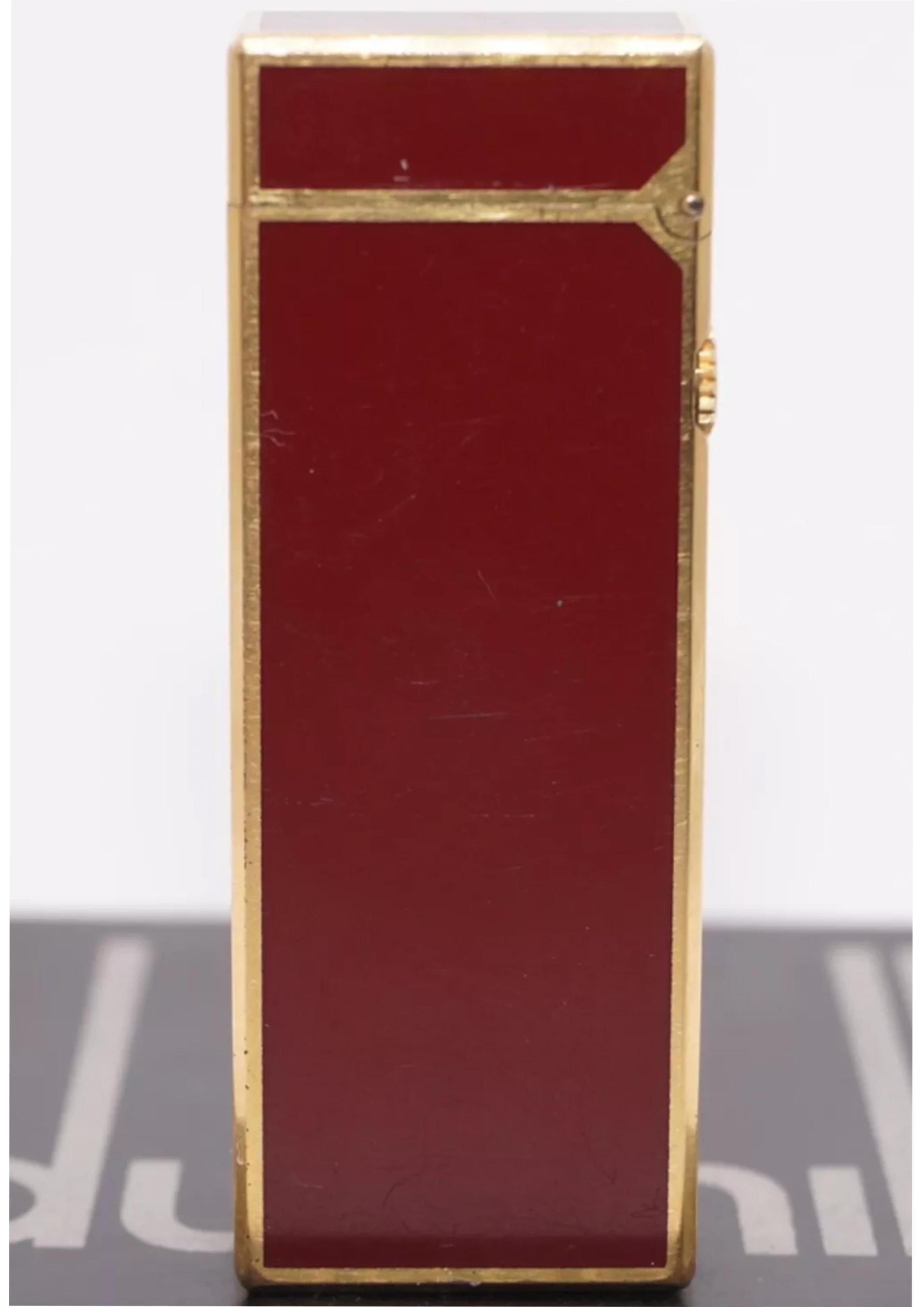 Swiss Dunhill 18 Carat Gold Plated Red Lacquered Rollagas Classic Cigarette Lighter For Sale