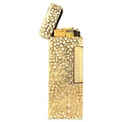 Dunhill Rollagas 14K Yellow Gold Hammered Nugget Solid Gold Lighter