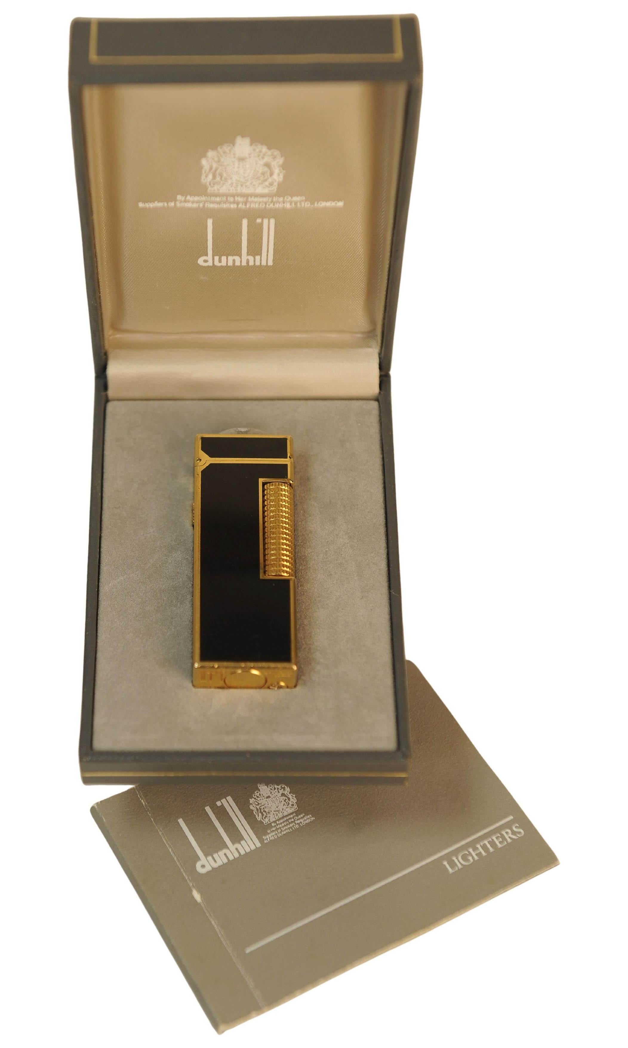 Dunhill Rollagas Black Lacquer De Chine Cigarette Lighter With Dunhill Box
