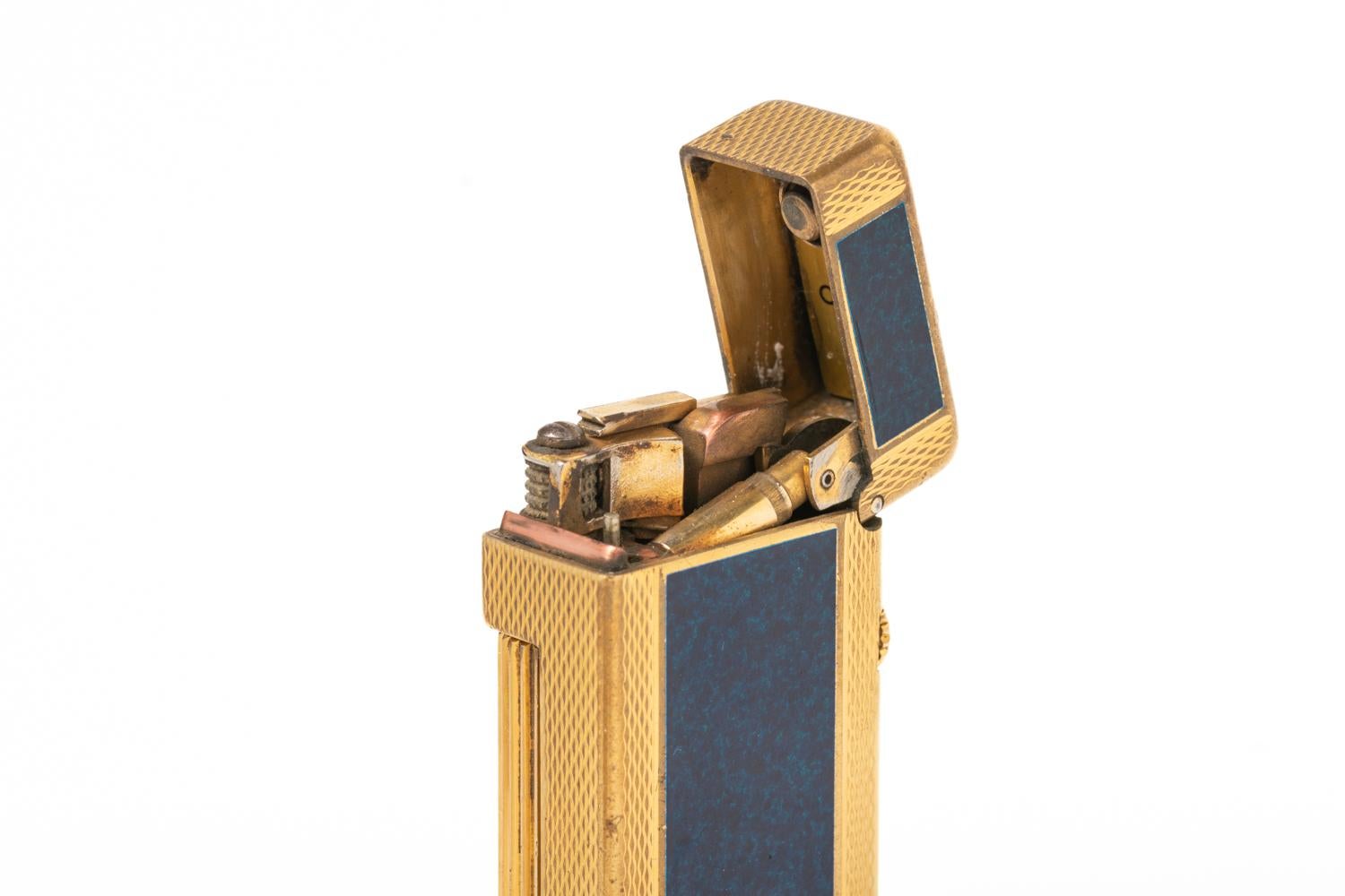 Women's or Men's Dunhill Rollagas Lighter Gold Plated Blue Lacquer