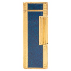 Dunhill Rollagas Lighter Gold Plated Blue Lacquer