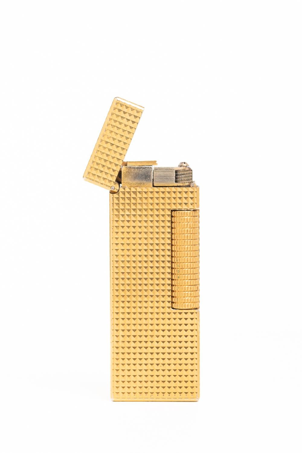Modern Dunhill Rollagas Lighter Gold Plated Diamond Pattern