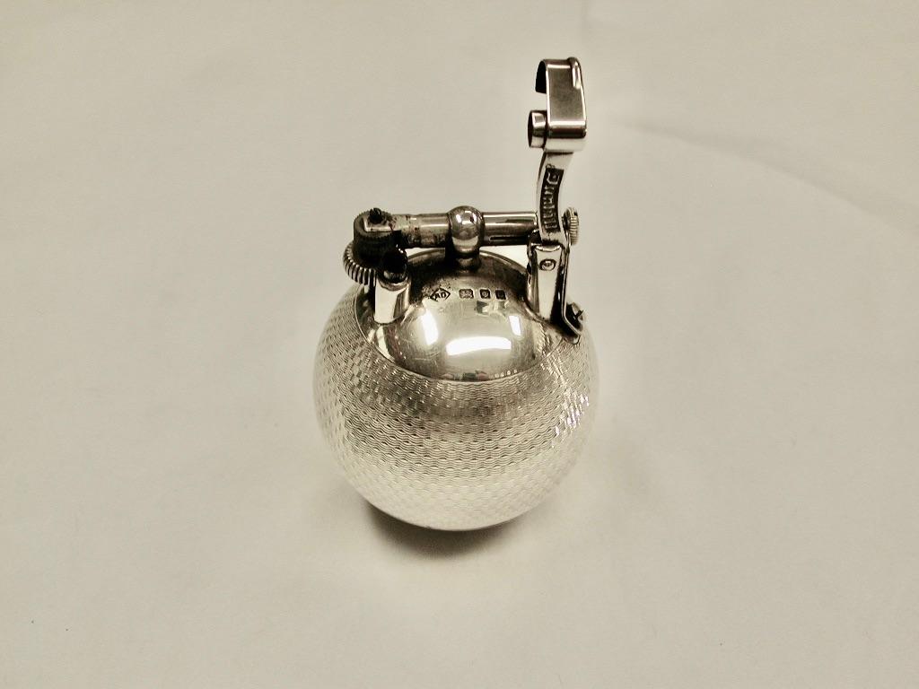 Early 20th Century Dunhill Silver Engine Turned Ball Lighter, Dated 1929, London Assay