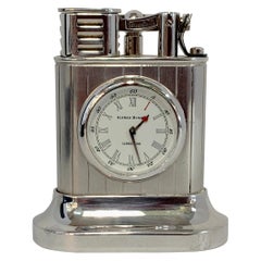 Vintage Dunhill Silver Plated Longitude Lighter and Clock