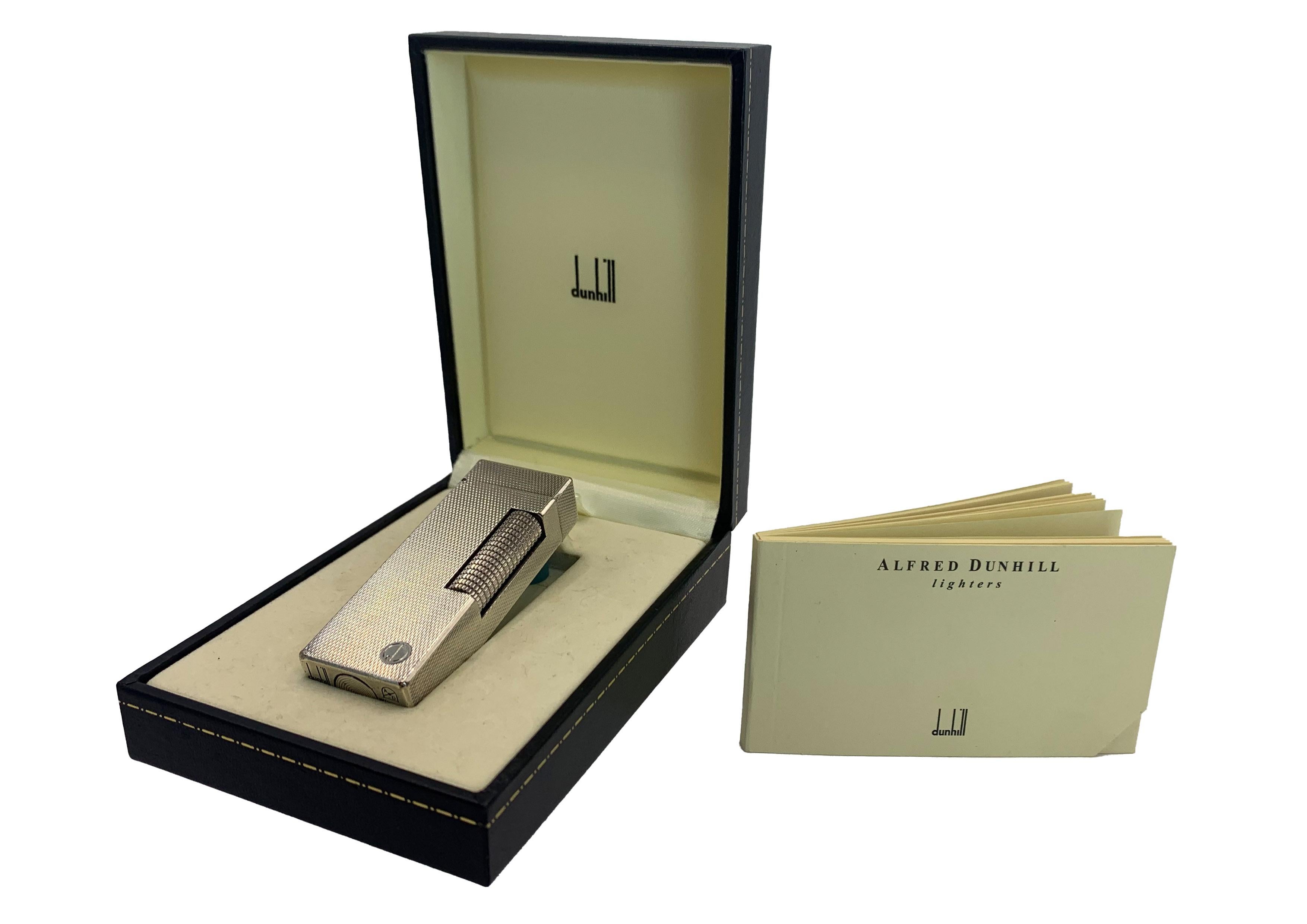 Alfred Dunhill Accendisigari Rollagas placcato argento con custodia in pelle, scatola in vendita 4