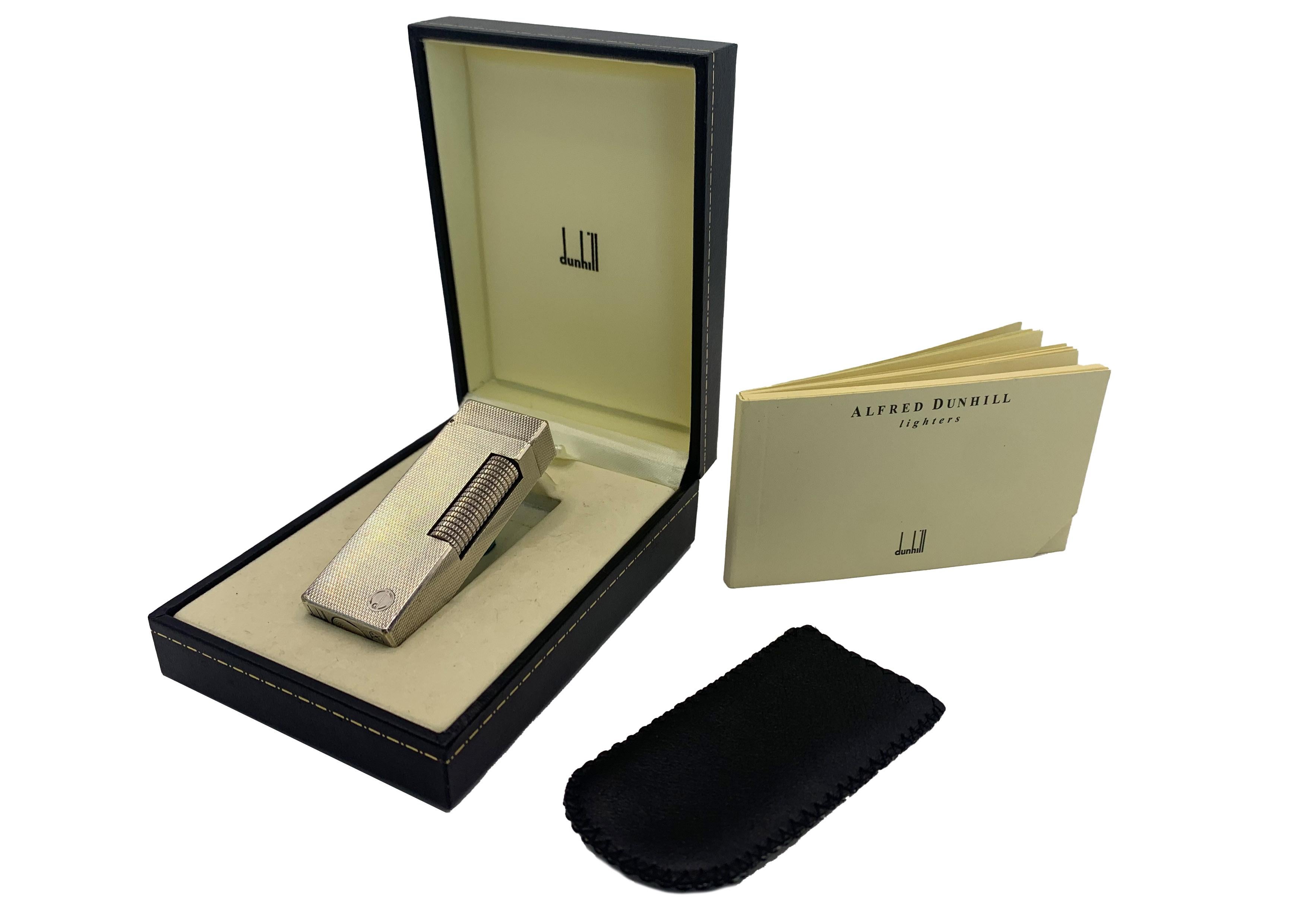 Placcato argento Alfred Dunhill Accendisigari Rollagas placcato argento con custodia in pelle, scatola in vendita