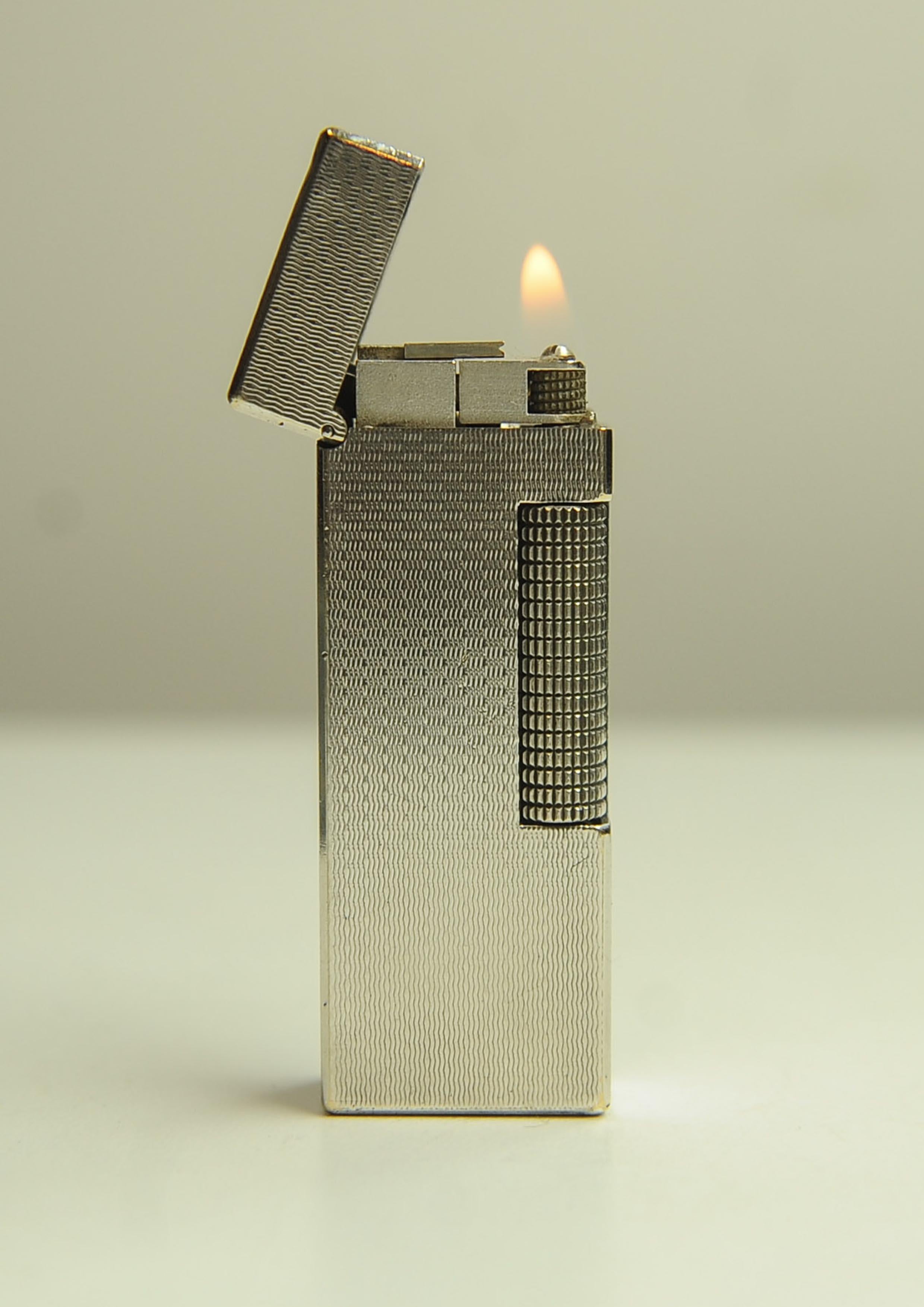 Dunhill Silver Plated Working Rollagas Lighter With Dunhill Box Serviced en vente 9