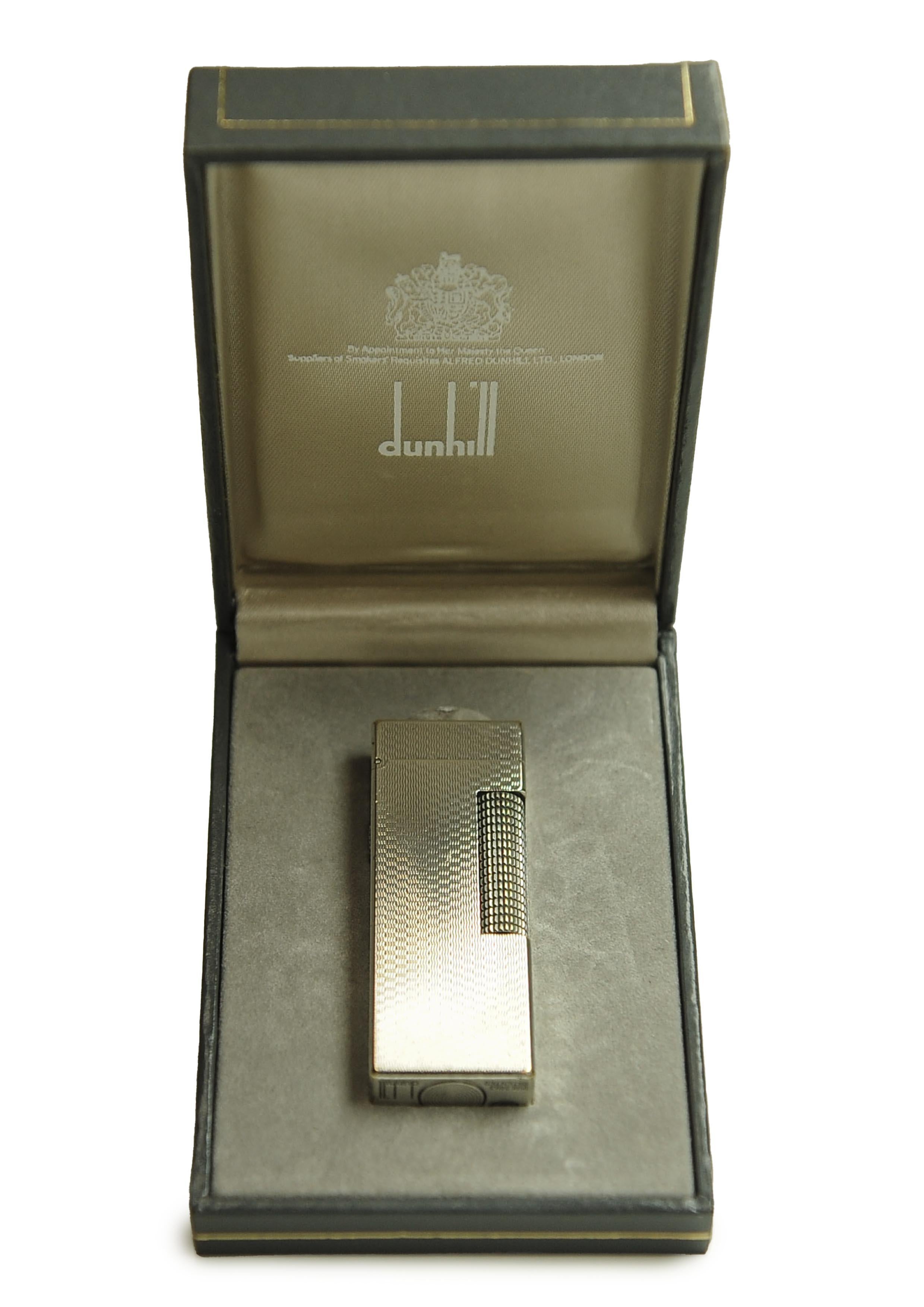 Suisse Dunhill Silver Plated Working Rollagas Lighter With Dunhill Box Serviced en vente