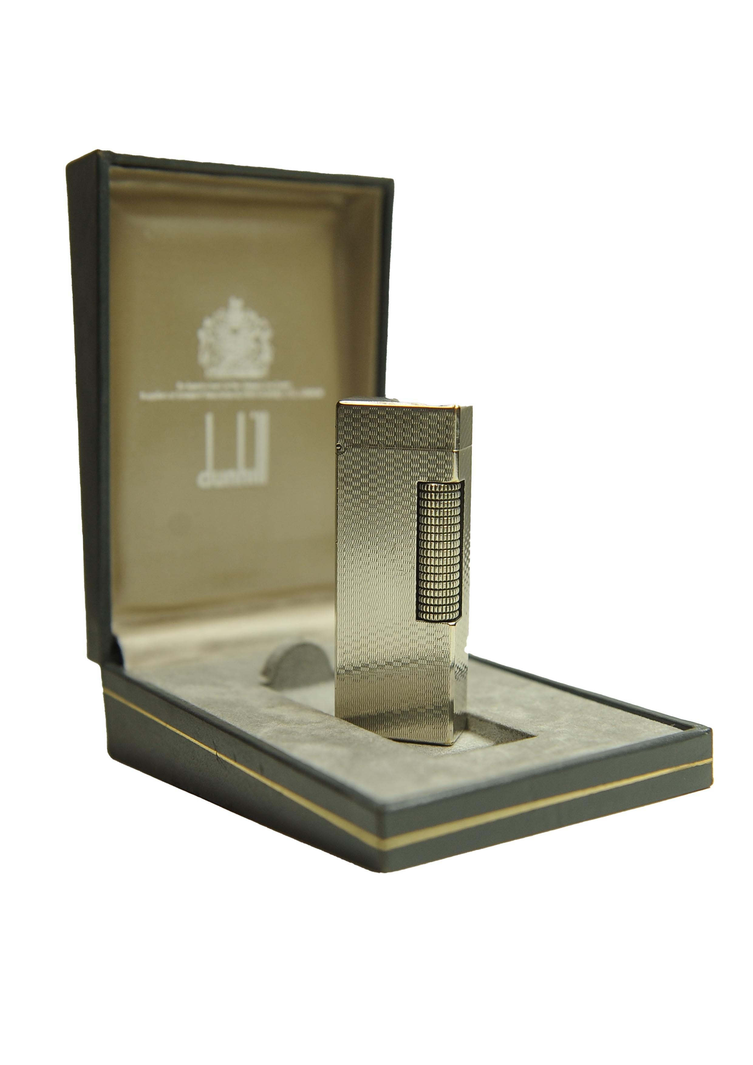 Dunhill Silver Plated Working Rollagas Lighter With Dunhill Box Serviced en vente 1