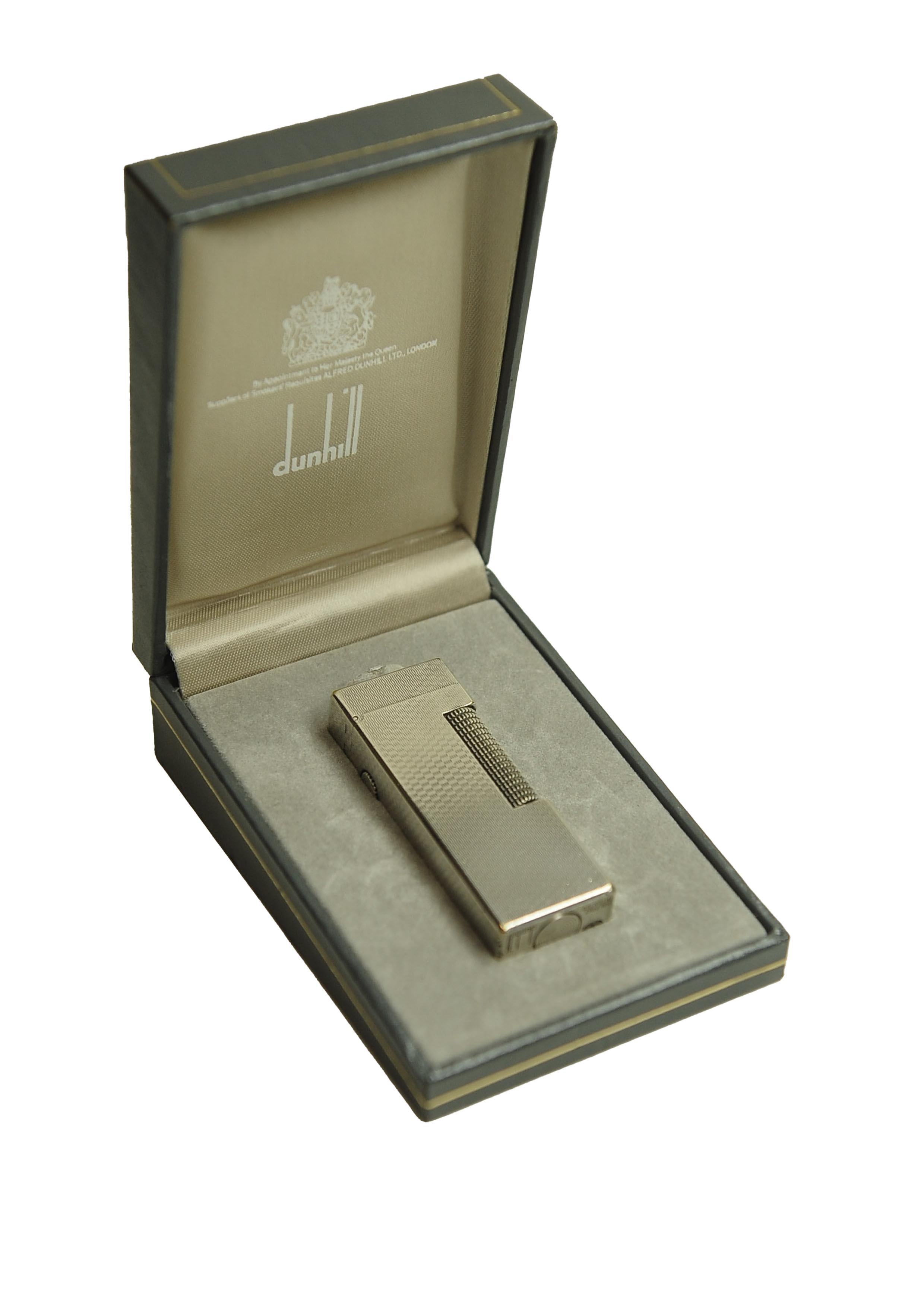 Dunhill Silver Plated Working Rollagas Lighter With Dunhill Box Serviced en vente 2