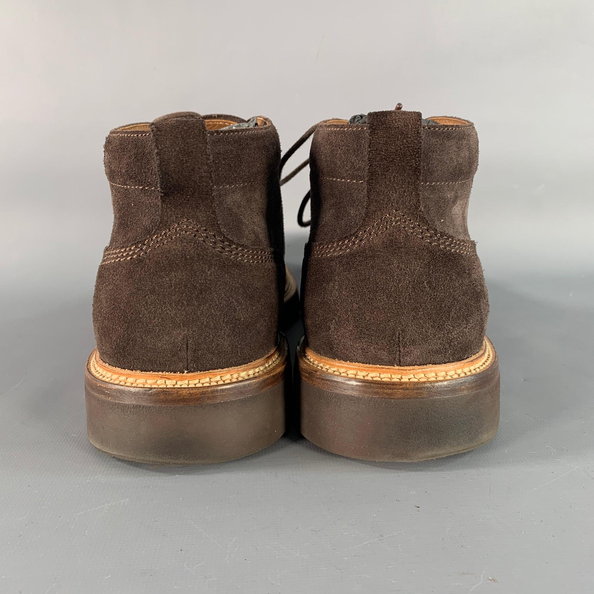 Marron Dunhill Size 11 Brown Suede Ankle Boots en vente